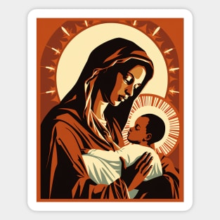 African American Art Virgin Mary Holding Baby Jesus Christ Child Magnet